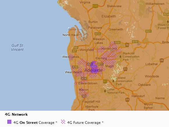 Adelaide 4G Map