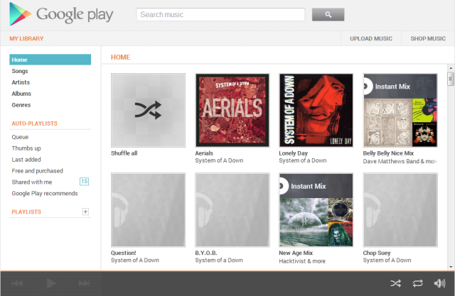 Google Play Music Web Interface