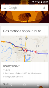 Gas Stations on your Route in Google Now