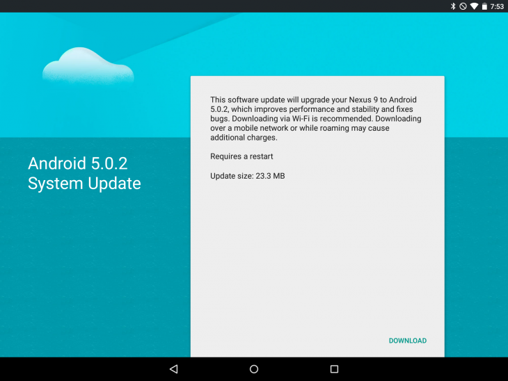 Android 5.0.2 - Nexus 9