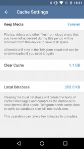 Telegram cache management