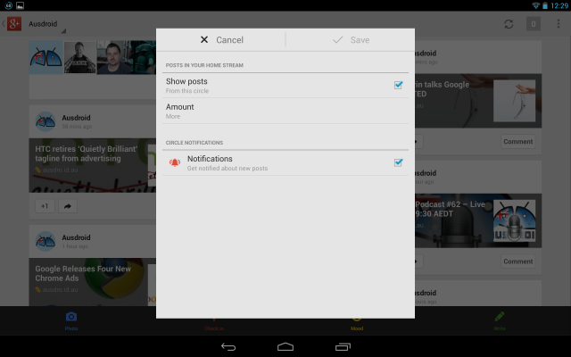 Google+ Settings - Circle