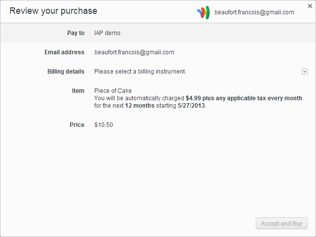 Google Wallet for Packaged Apps