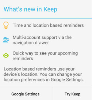 Google Keep - New prompt
