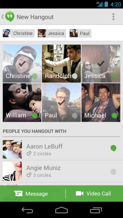 Hangouts Screenshot - Current Status