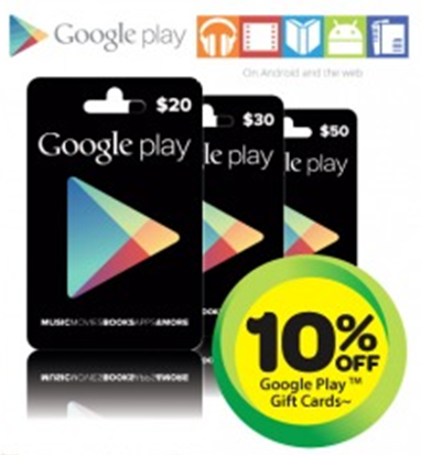 Google Play Gift Cards - 10Percent off