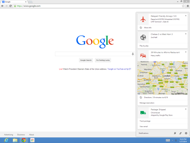 Google Now Chrome Beta