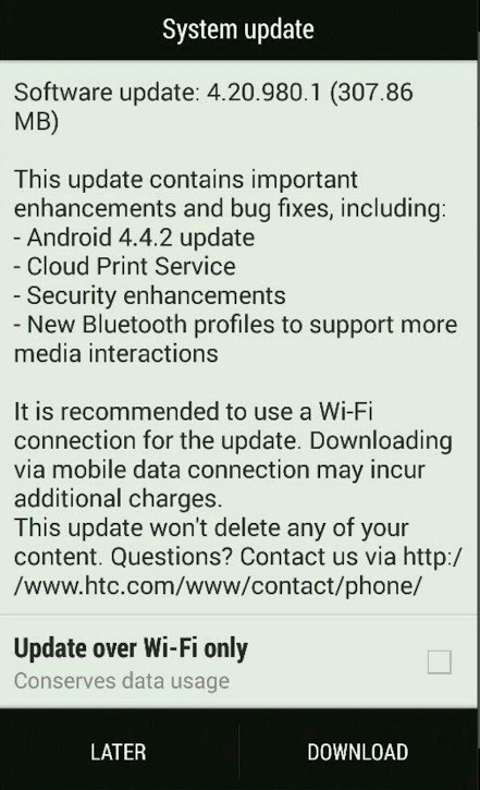 HTC One Android 4.4