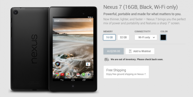 Nexus 7 out of stock