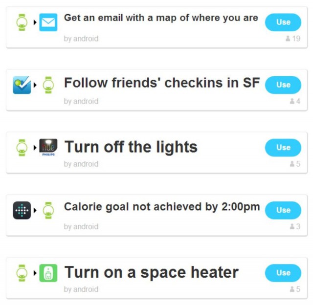 IFTTT Android Wear Functions