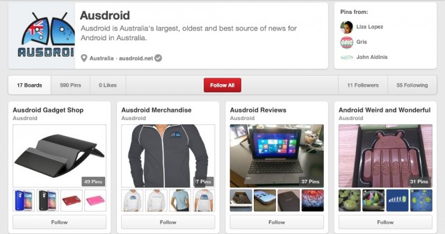 Ausdroid Pinterest page