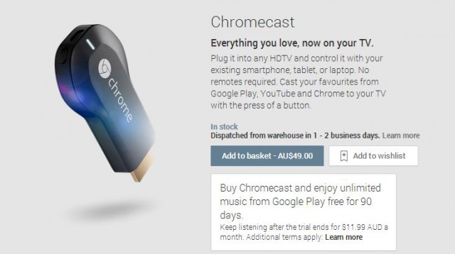 Chromecast Google Play Music offer.