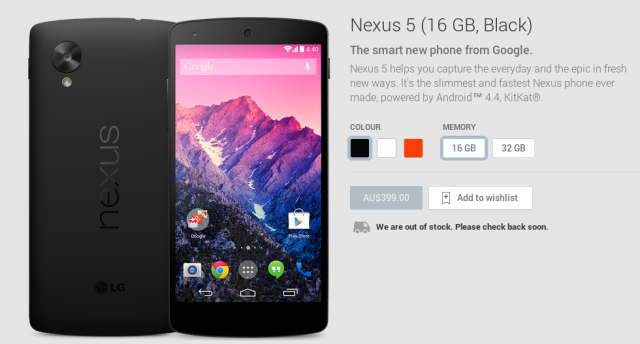 Nexus 5 Black Out of Stock