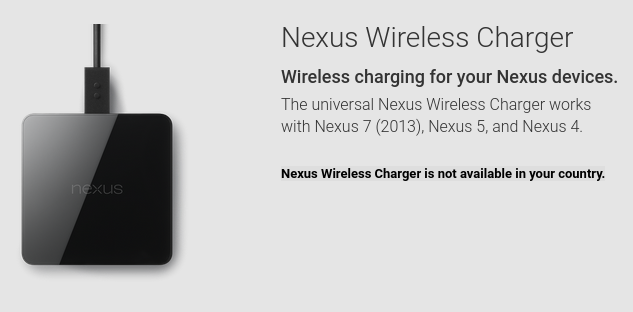 Nexus Wireless Charger Not Available
