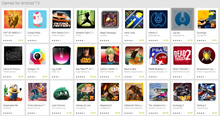 Android TV Games - Note: There are much more available in the focus