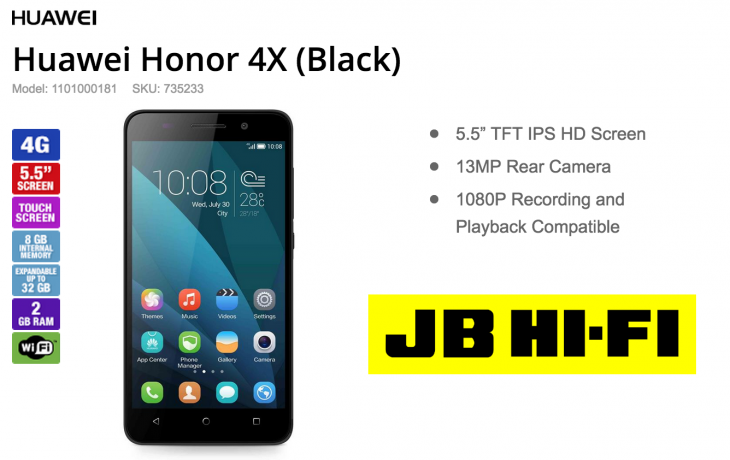 Honor 4x JB Hifi