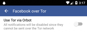 Facebook over TOR