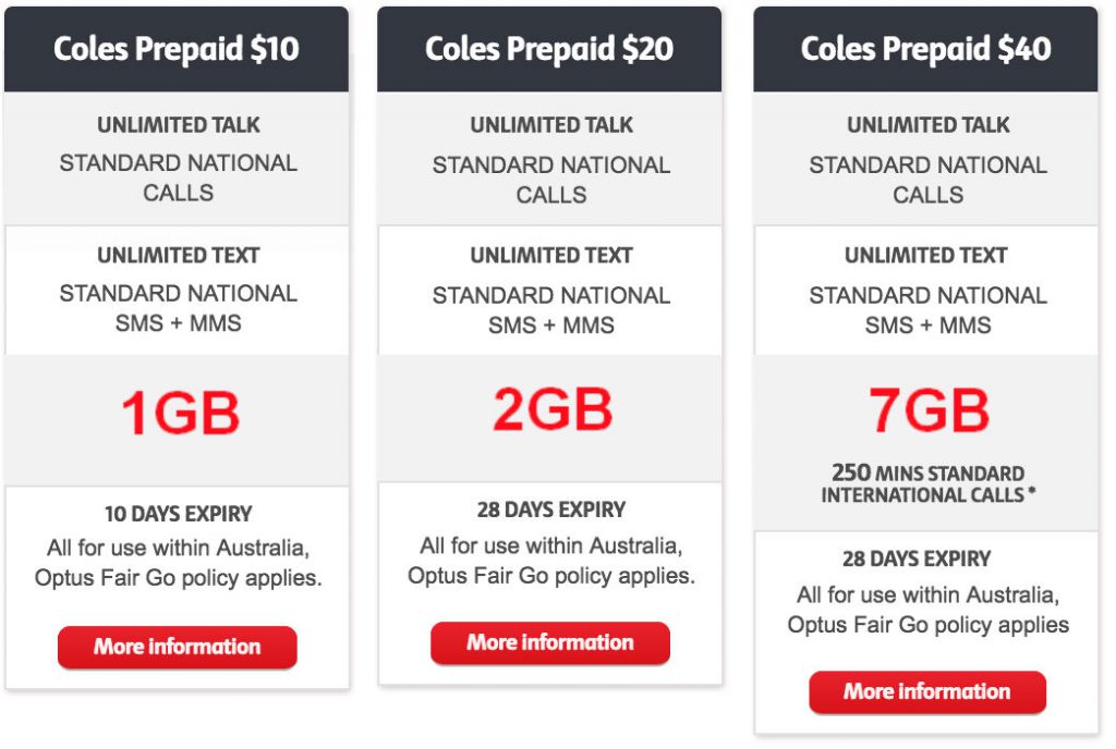 Coles Pre-Paid Plans