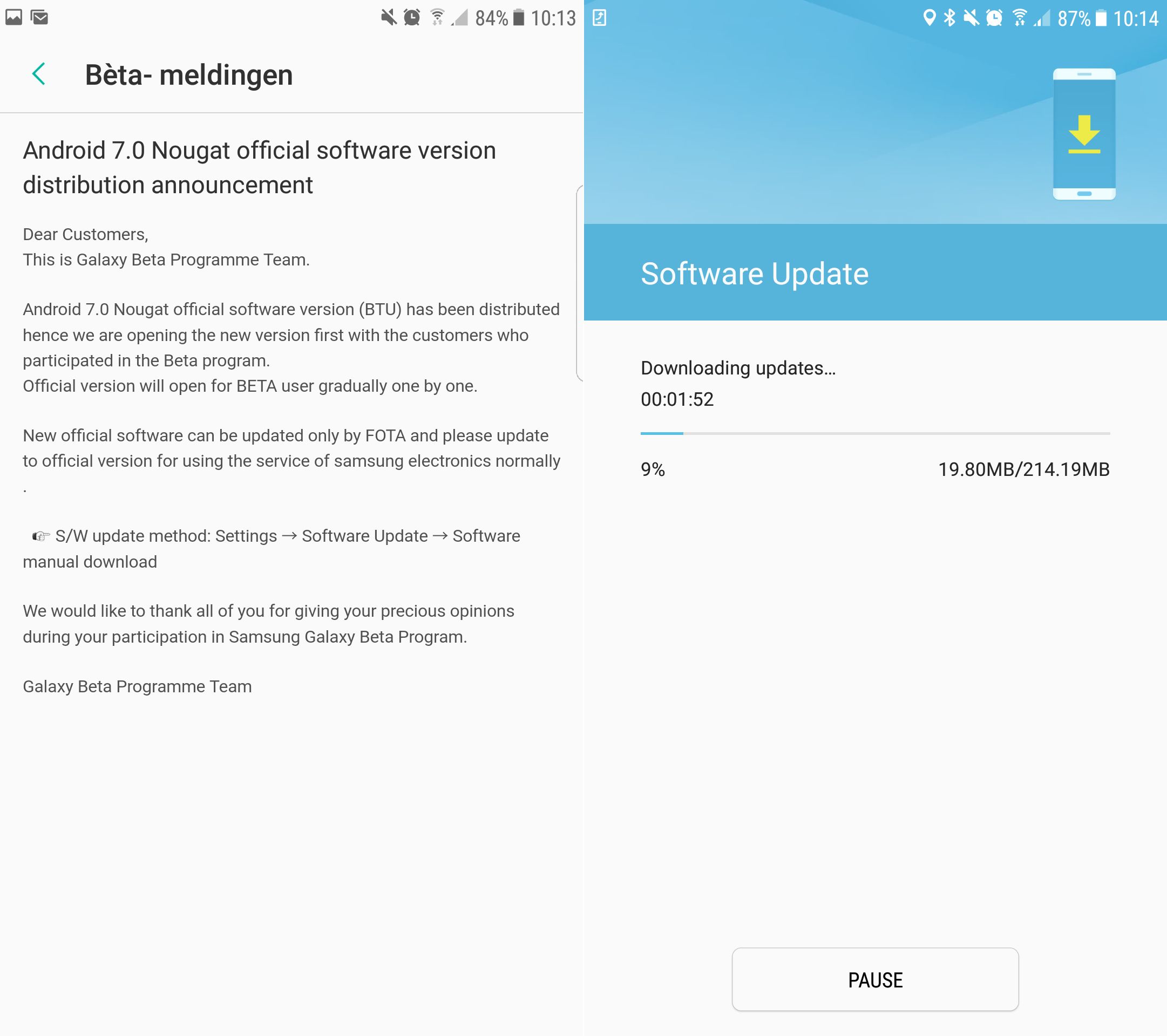 Метод update. Прошивка андроид 7.0 самсунг новый. Android 7.0 и 7.1 Nouga.