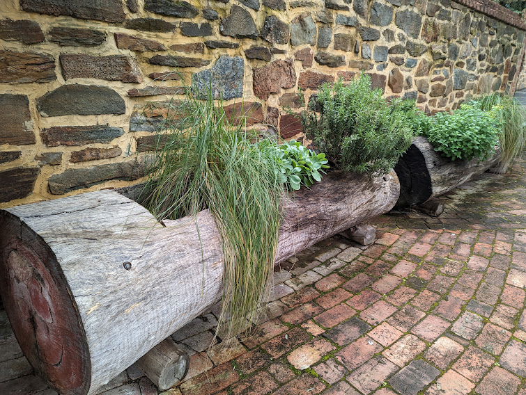 logs turned into planters