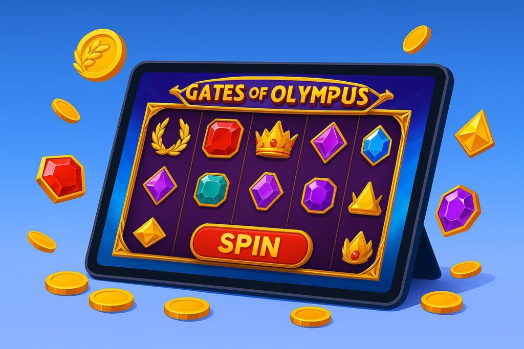graphic showing gates of olympus on an ipad